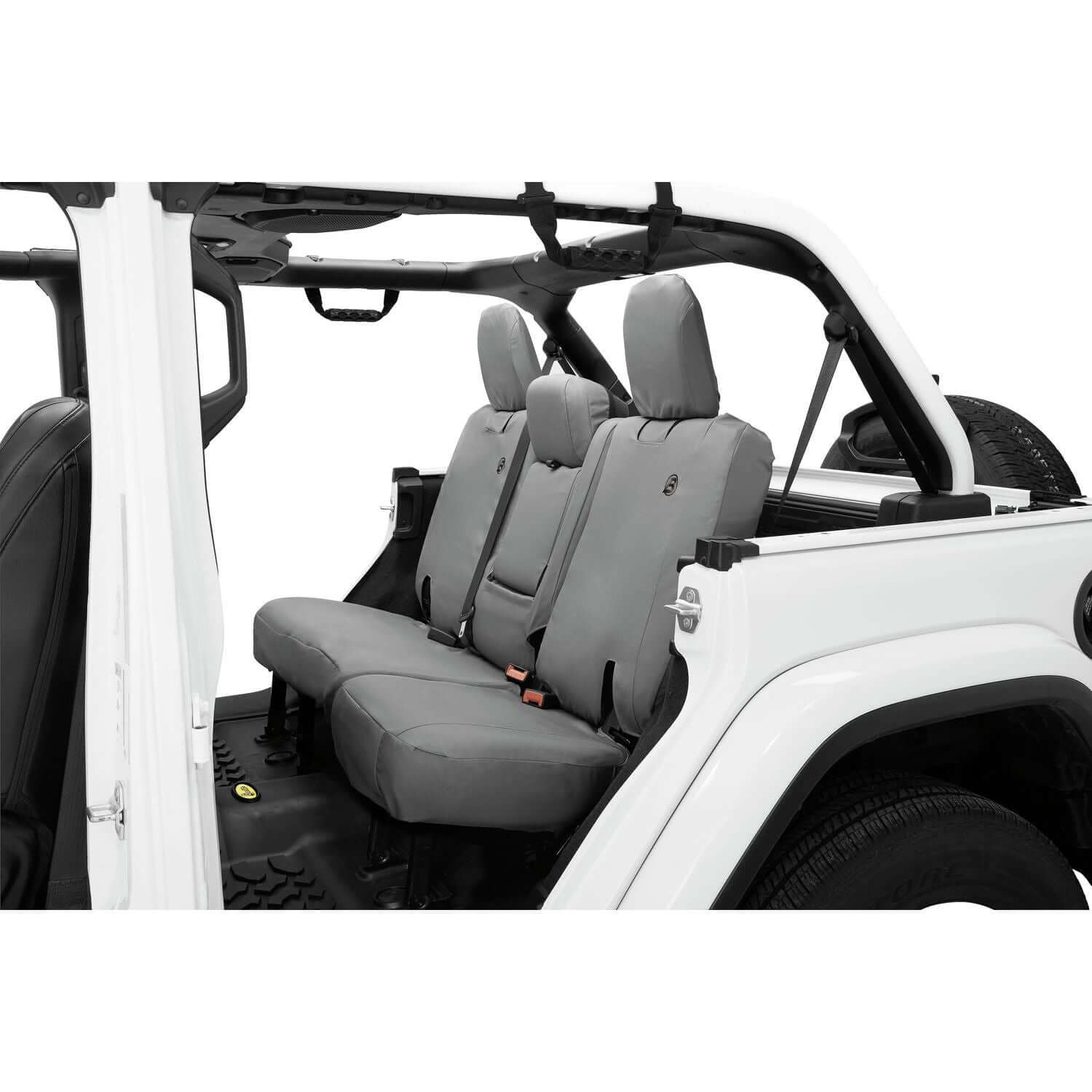 BESTOP | Jeep Wrangler Seat Covers For Jeep 2018-2023 Wrangler JL 4 Door Rear with Fold Down Arm Rest Premium Vinyl Fabric Charcoal Bestop | 29291-09