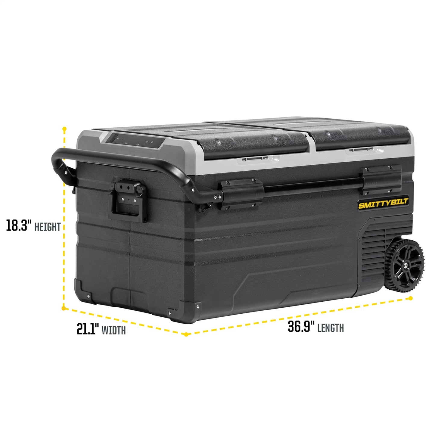 SMITTYBILT | Basecamp 75L Fridge/Freezer Dual Zone Fridge Outside Dimensions 36.9 inch Long x 18.3 Inch Tall x 21.1 Inch Wide Smittybilt |2989