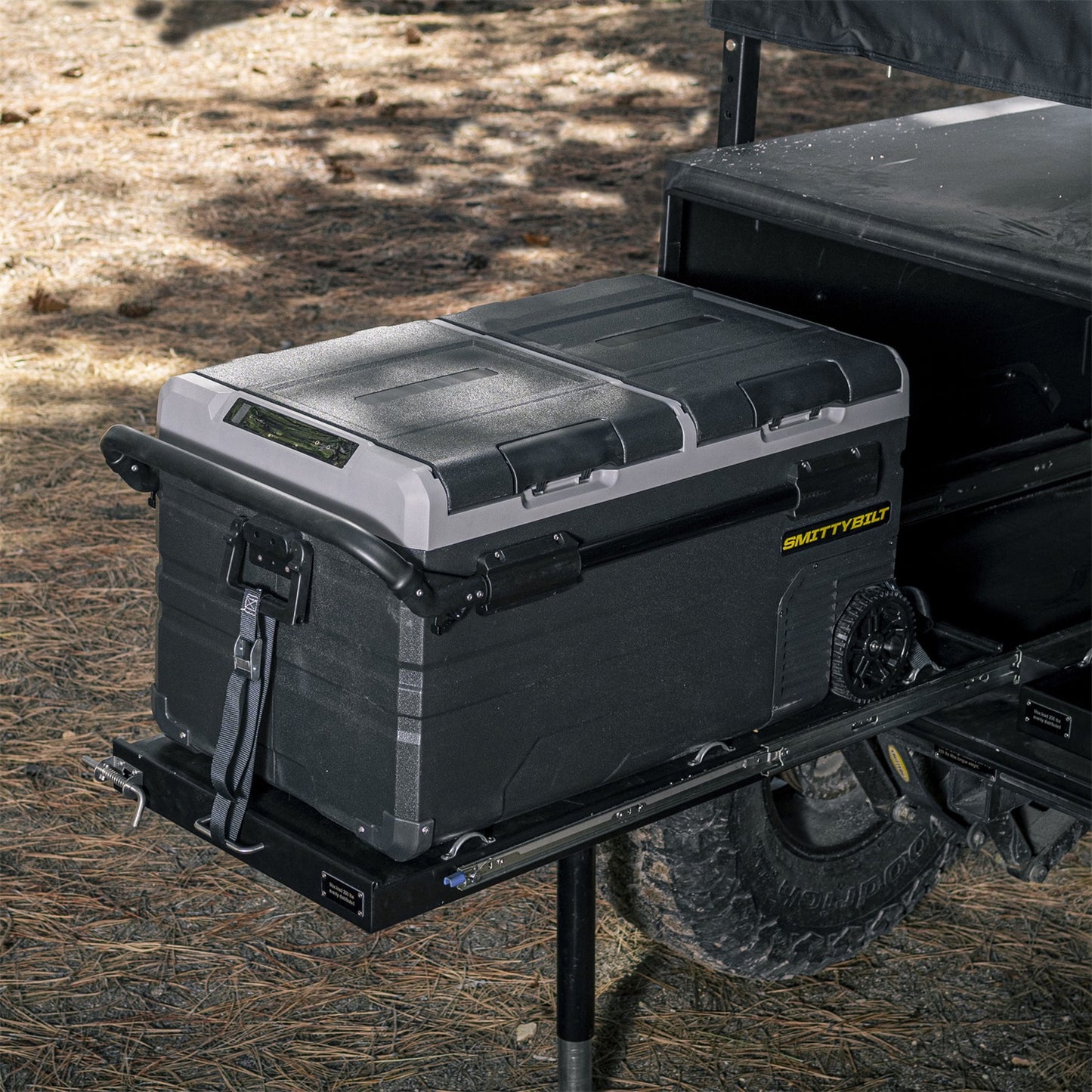 SMITTYBILT | Basecamp 75L Fridge/Freezer Dual Zone Fridge Outside Dimensions 36.9 inch Long x 18.3 Inch Tall x 21.1 Inch Wide Smittybilt |2989