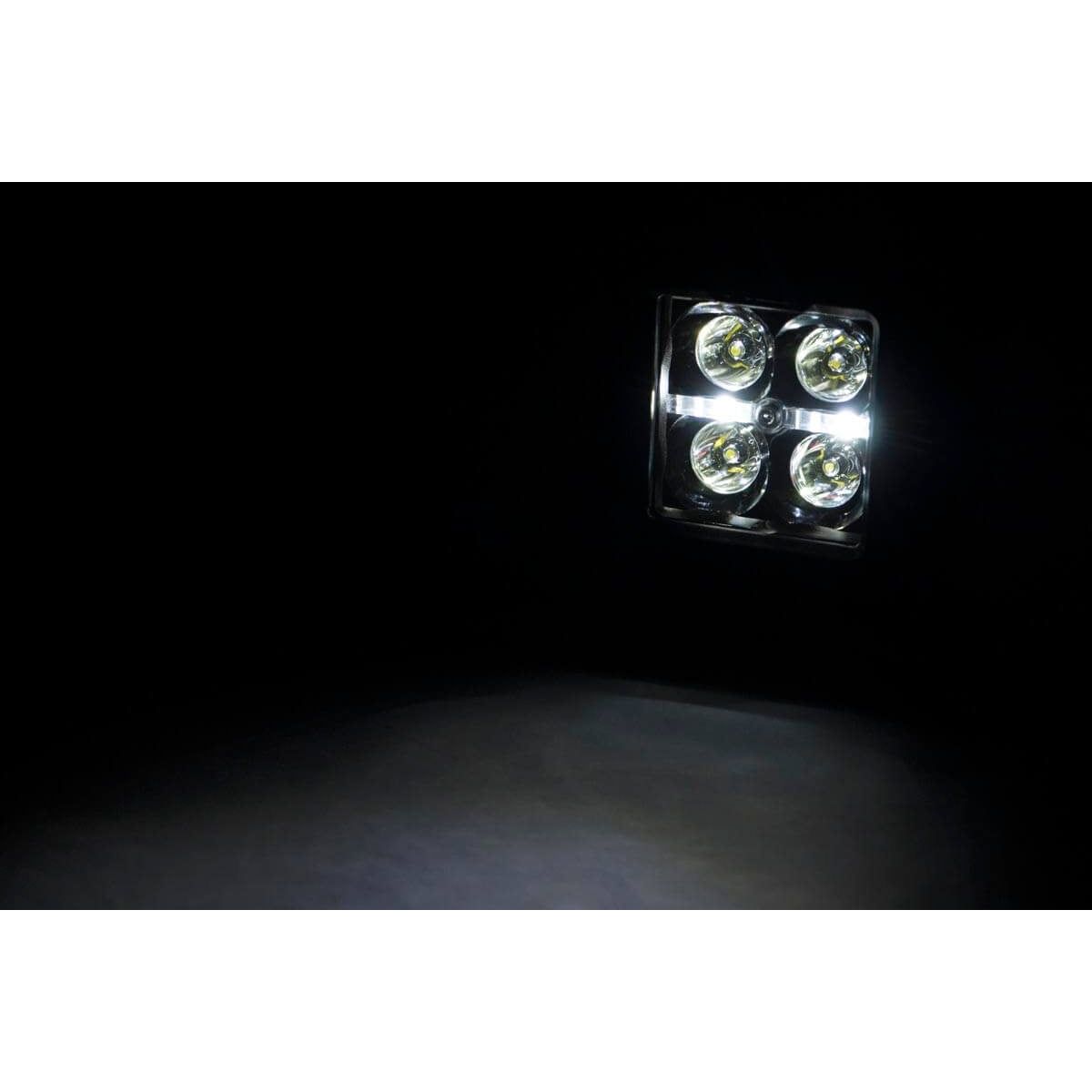 ROUGH COUNTRY 2 Inch Black Series LED Light Pods | Spot | Square | Cool White DRL | 70903BLKDRL