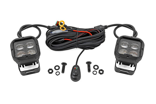 ROUGH COUNTRY | 2 Inch SAE Driving Light Pods  Pair | 70115