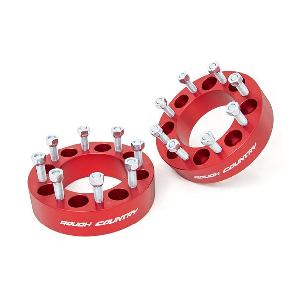 ROUGH COUNTRY | 2 Inch Wheel Spacers  8x6.5  Red  Multiple Makes & Models (Chevy/GMC/Ram) | 1095RED