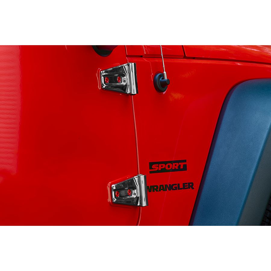 KENTROL Jeep JK Door Hinge Overlays 4 Pieces 2 Door 07-18 Wrangler JK Polished Silver Kentrol  30020