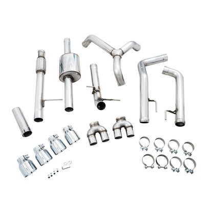 AWE 0FG Catback Split Rear Exit Exhaust for 4th Gen Silverado/Sierra 1500 5.3L (With Bumper Cutouts) 4 Inch Quad Tips
