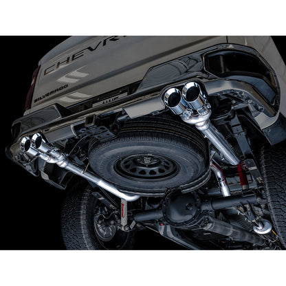 AWE 0FG Catback Split Rear Exit Exhaust for 4th Gen Silverado/Sierra 1500 5.3L (With Bumper Cutouts) 4 Inch Quad Tips