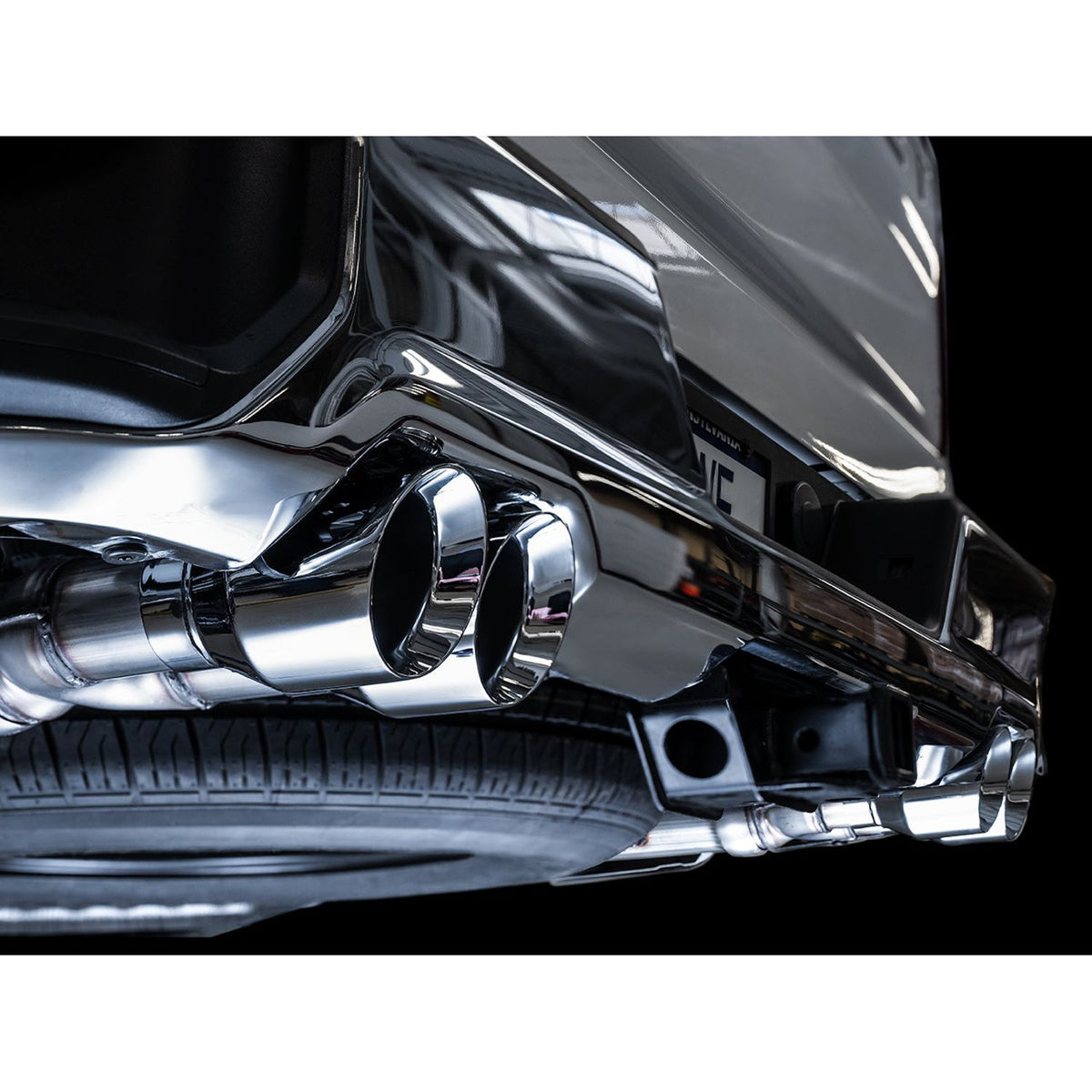 AWE 0FG Catback Split Rear Exit Exhaust for 4th Gen Silverado/Sierra 1500 5.3L (With Bumper Cutouts) 4 Inch Quad Tips