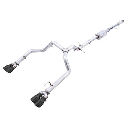 AWE 0FG Catback Split Rear Exit Exhaust for 4th Gen Silverado/Sierra 1500 5.3L (With Bumper Cutouts) 4 Inch Quad Tips — 3015-43202