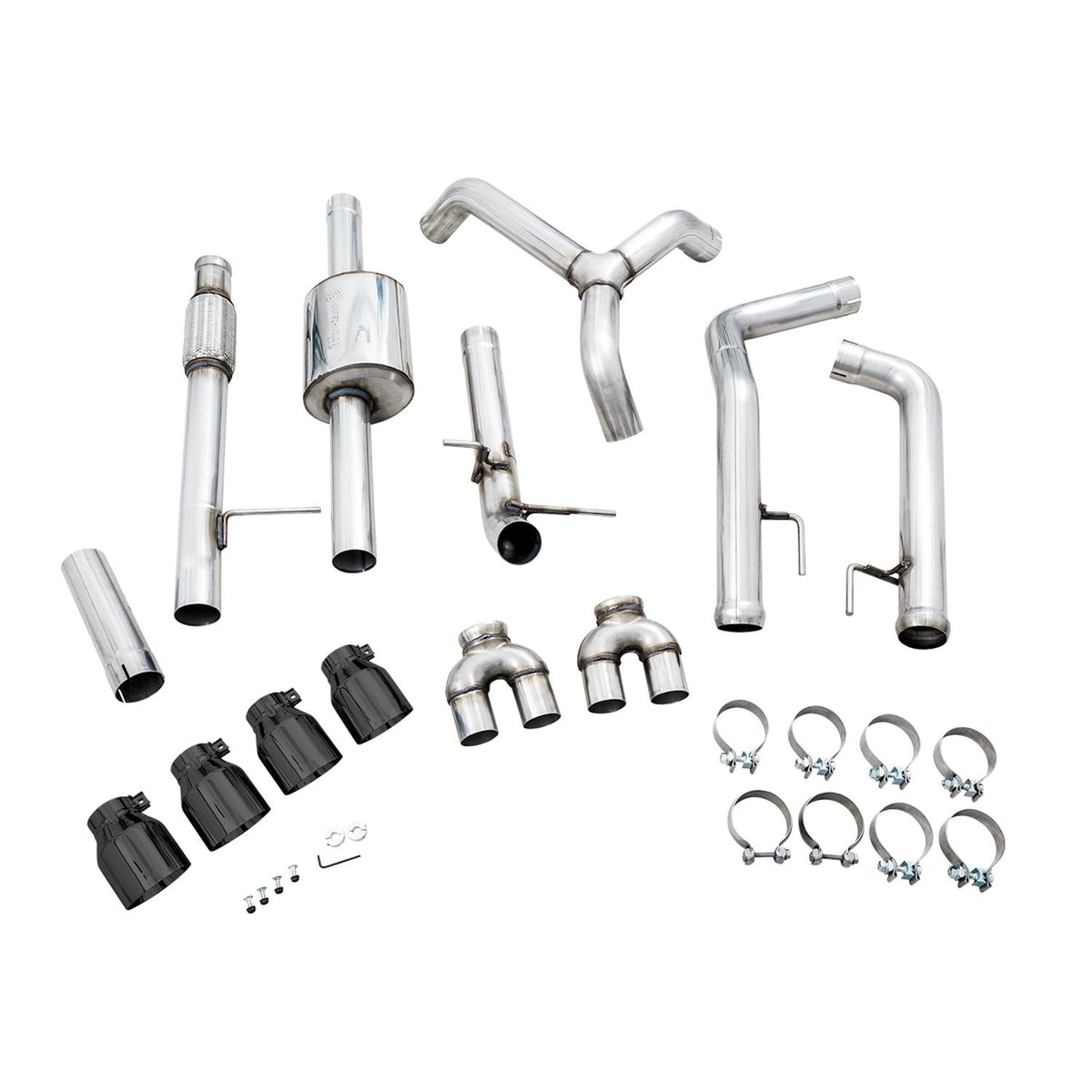 AWE 0FG Catback Split Rear Exit Exhaust for 4th Gen Silverado/Sierra 1500 5.3L (With Bumper Cutouts) 4 Inch Quad Tips