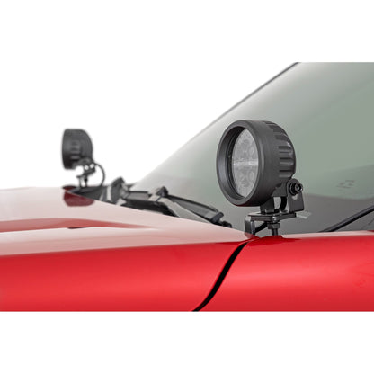 ROUGH COUNTRY LED Light Kit | Ditch Mount | Black Series Round | 3.5 Inch | Amber DRL | Toyota Tacoma (24-25) | 72106