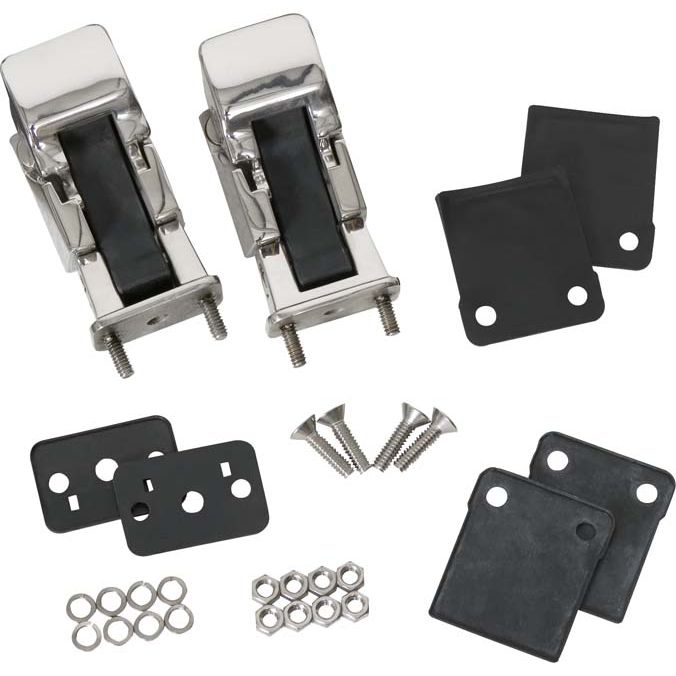 KENTROL Jeep CJ/YJ Hood Catch Pair TJ Style 42-95 CJ and Wrangler YJ Polished Silver Kentrol  30563