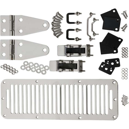 KENTROL Jeep CJ/YJ Hood Kit With TJ Style Hood Catch 78-95 CJ and Wrangler YJ Polished Silver Kentrol  30570