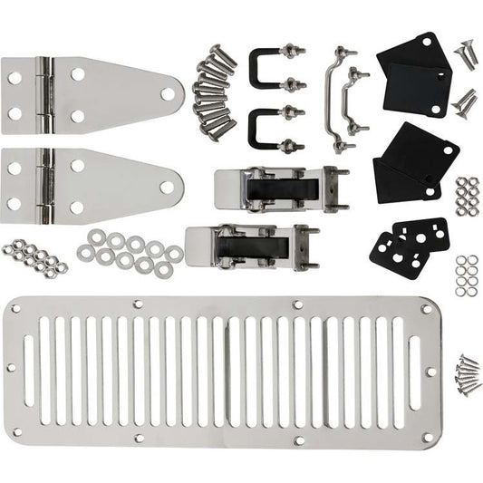 KENTROL Jeep CJ/YJ Hood Kit With TJ Style Hood Catch 78-95 CJ and Wrangler YJ Polished Silver Kentrol  30570