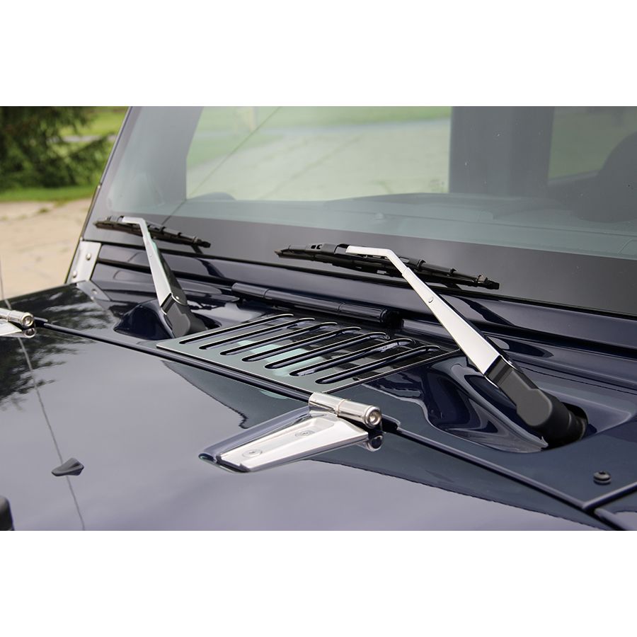 Kentrol Hood Hinges (Polished Stainless Steel) for 07-18 Jeep Wrangler JK 2 and 4 Door Models 30572