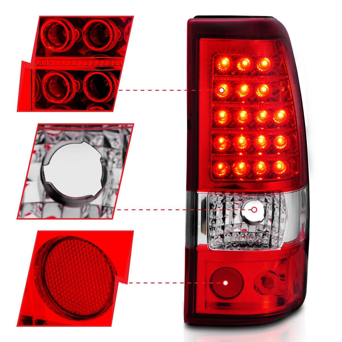 ANZO USA ZUKT_311007 Anzo ZUKT_311007 LED Tail Light Assembly LED Red/Clear Lens Pair