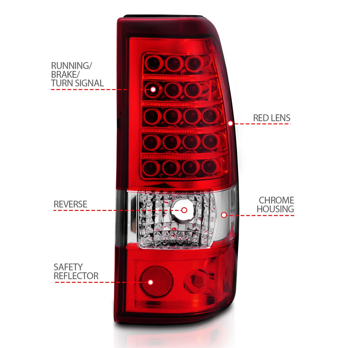 ANZO USA ZUKT_311007 Anzo ZUKT_311007 LED Tail Light Assembly LED Red/Clear Lens Pair