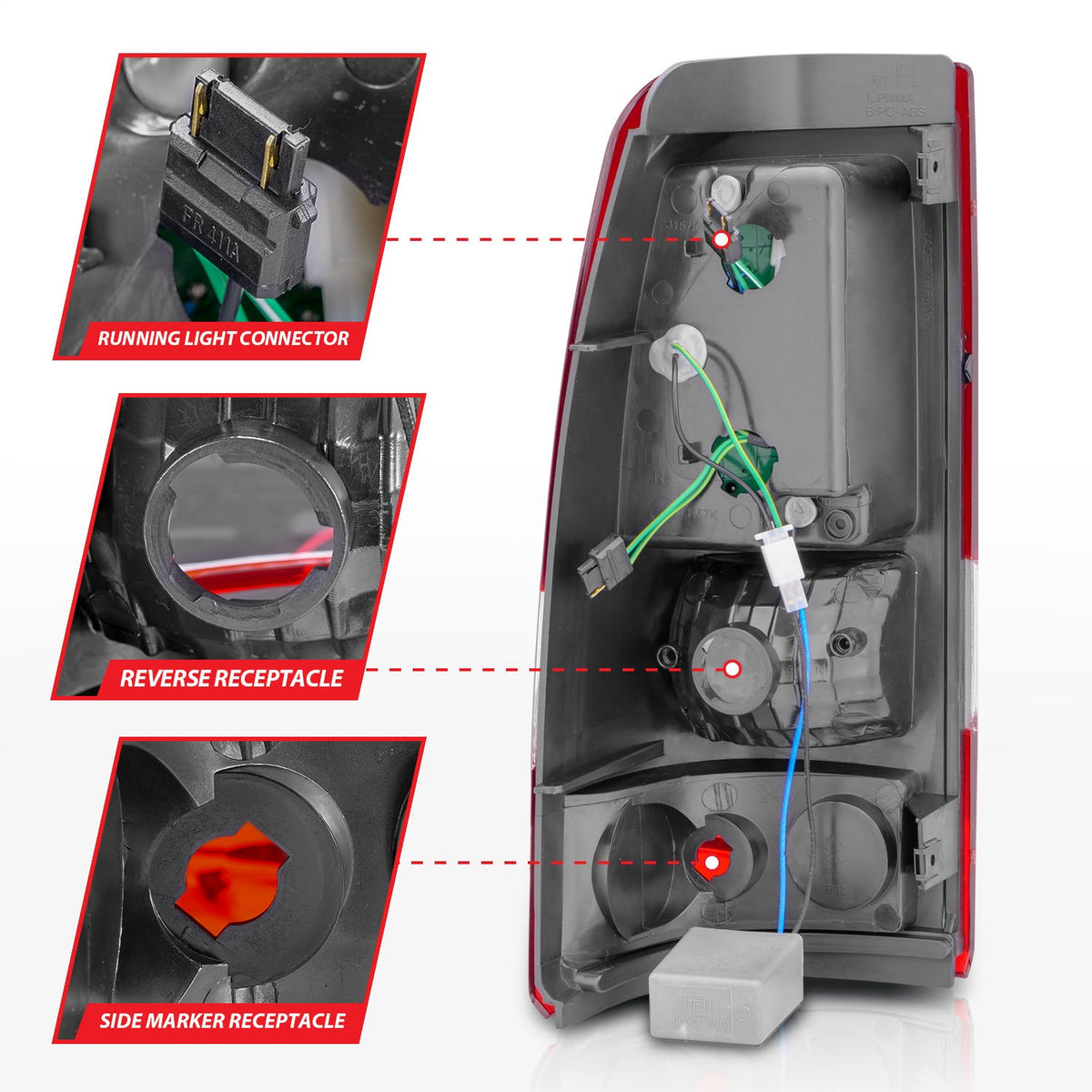 ANZO USA ZUKT_311007 Anzo ZUKT_311007 LED Tail Light Assembly LED Red/Clear Lens Pair