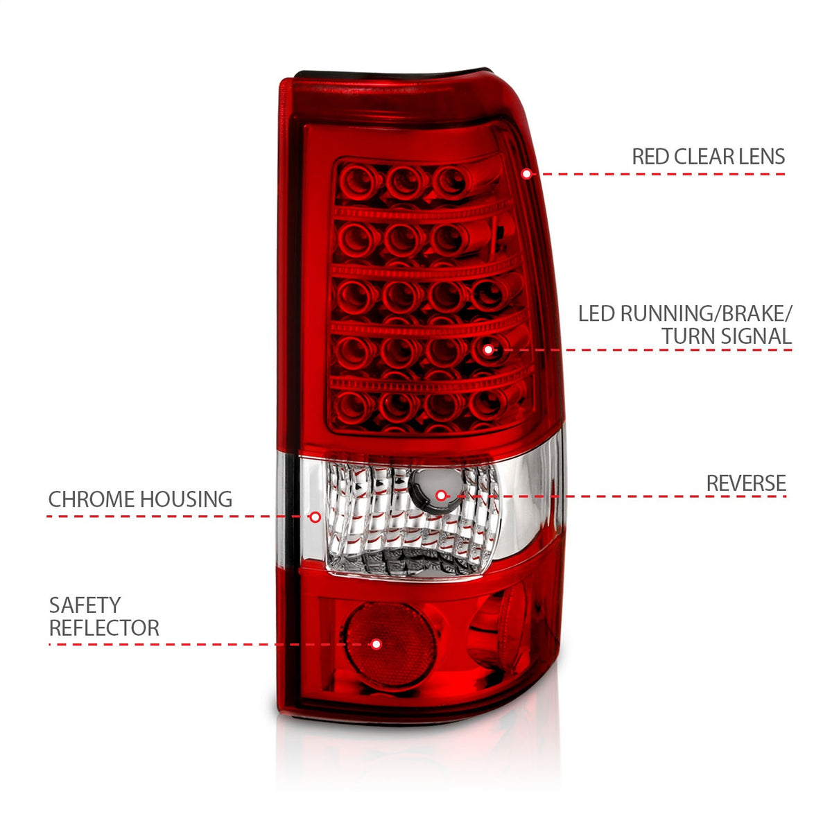 ANZO USA ZUKT_311010 Anzo ZUKT_311010 LED Tail Light Assembly LED Red/Clear Lens Pair