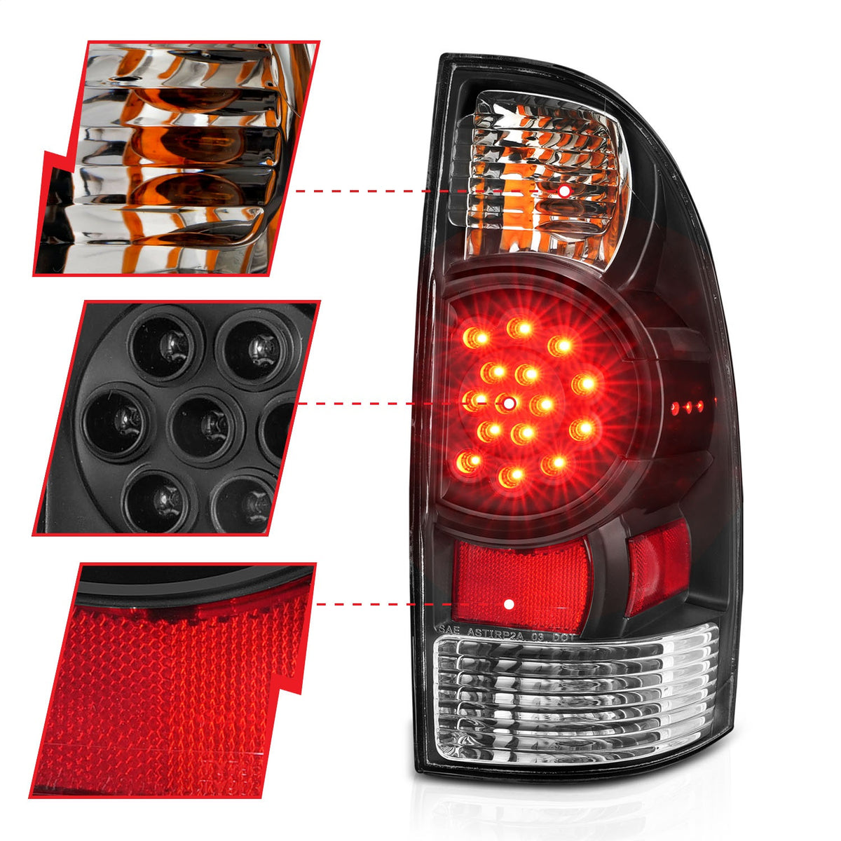 ANZO USA ZUKT_311042 Anzo ZUKT_311042 LED Tail Light Assembly LED Clear Lens Black