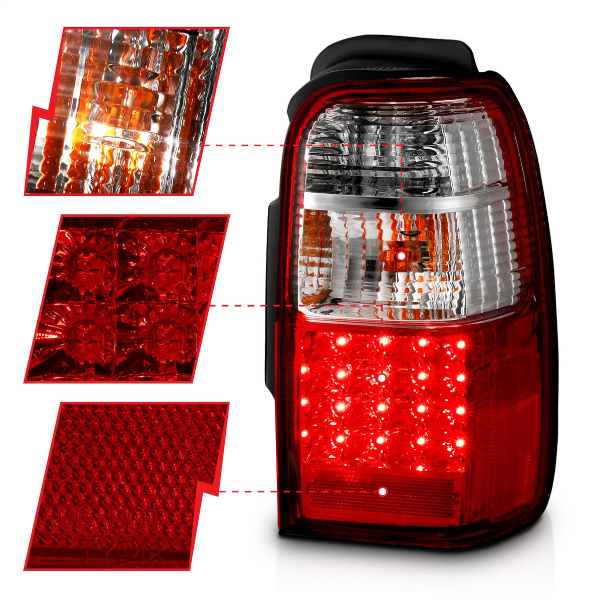 ANZO USA ZUKT_311070 Anzo ZUKT_311070 LED Tail Light Assembly LED Red/Clear Lens Pair