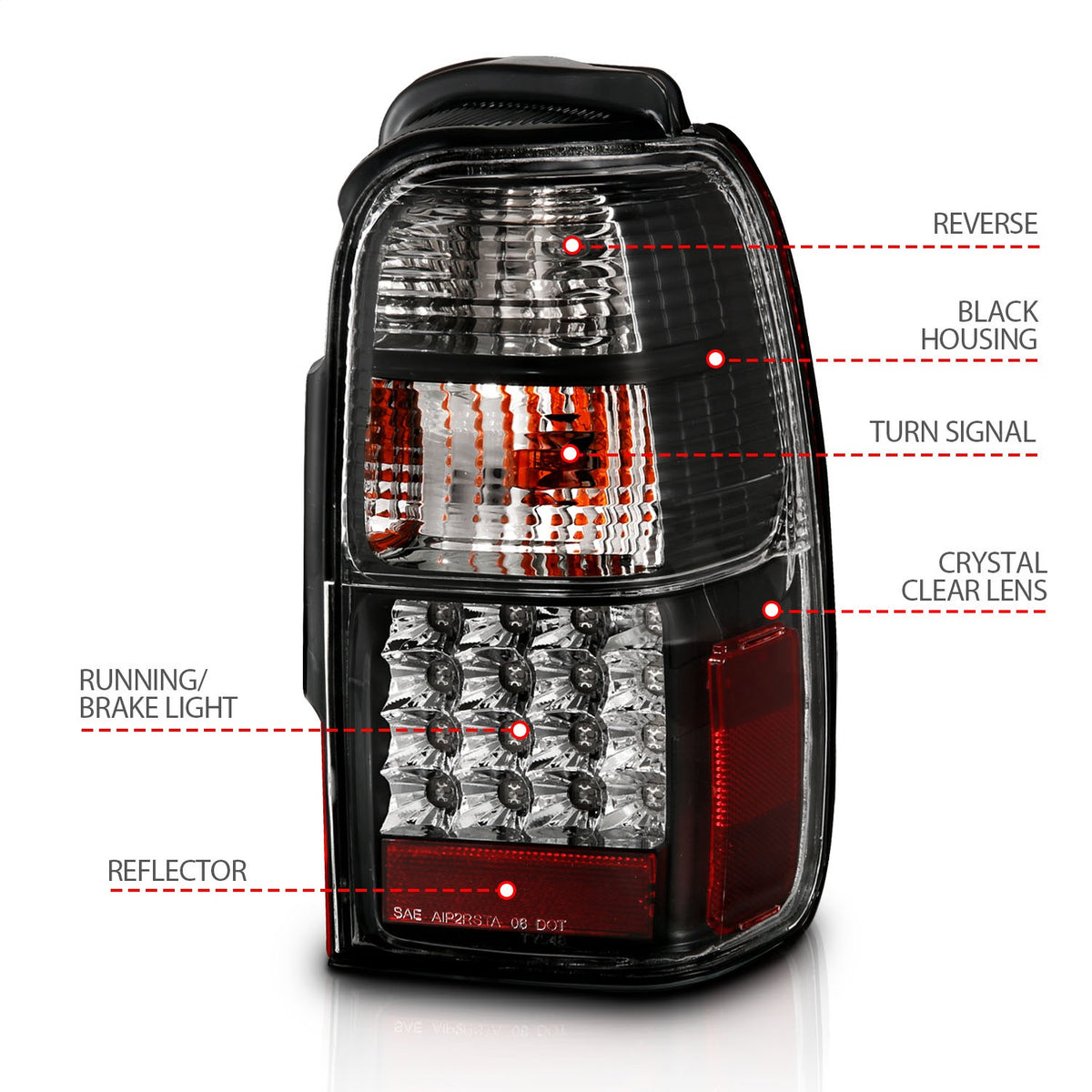ANZO USA ZUKT_311099 Anzo ZUKT_311099 LED Tail Light Assembly LED Clear Lens Black