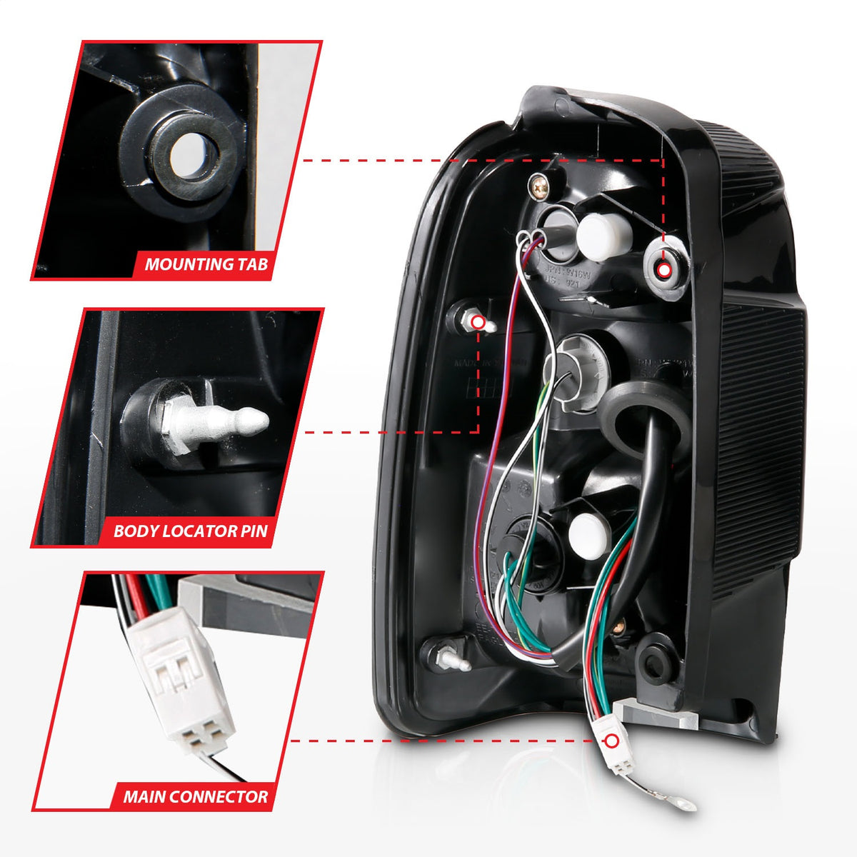 ANZO USA ZUKT_311099 Anzo ZUKT_311099 LED Tail Light Assembly LED Clear Lens Black