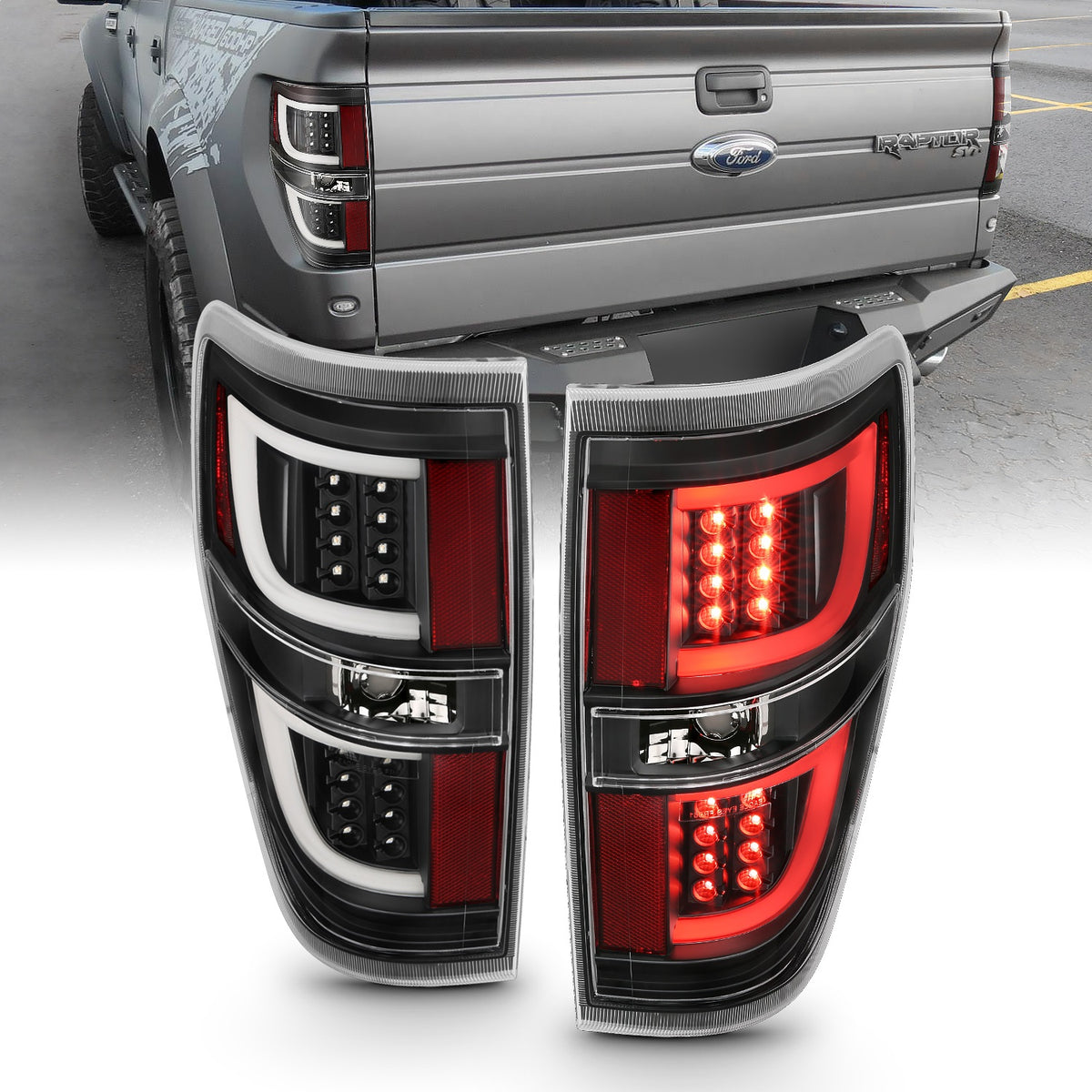 ANZO USA ZUKT_311257 Anzo ZUKT_311257 LED Tail Light Assembly LED Red/Clear Lens Black