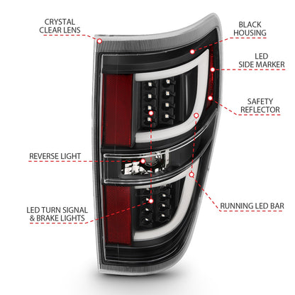 ANZO USA ZUKT_311257 Anzo ZUKT_311257 LED Tail Light Assembly LED Red/Clear Lens Black