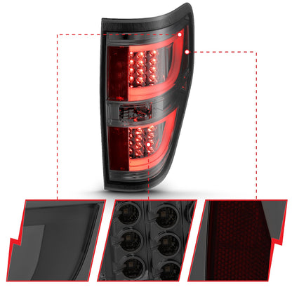 ANZO USA ZUKT_311258 Anzo ZUKT_311258 LED Tail Light Assembly LED Red/Smoke Lens Black