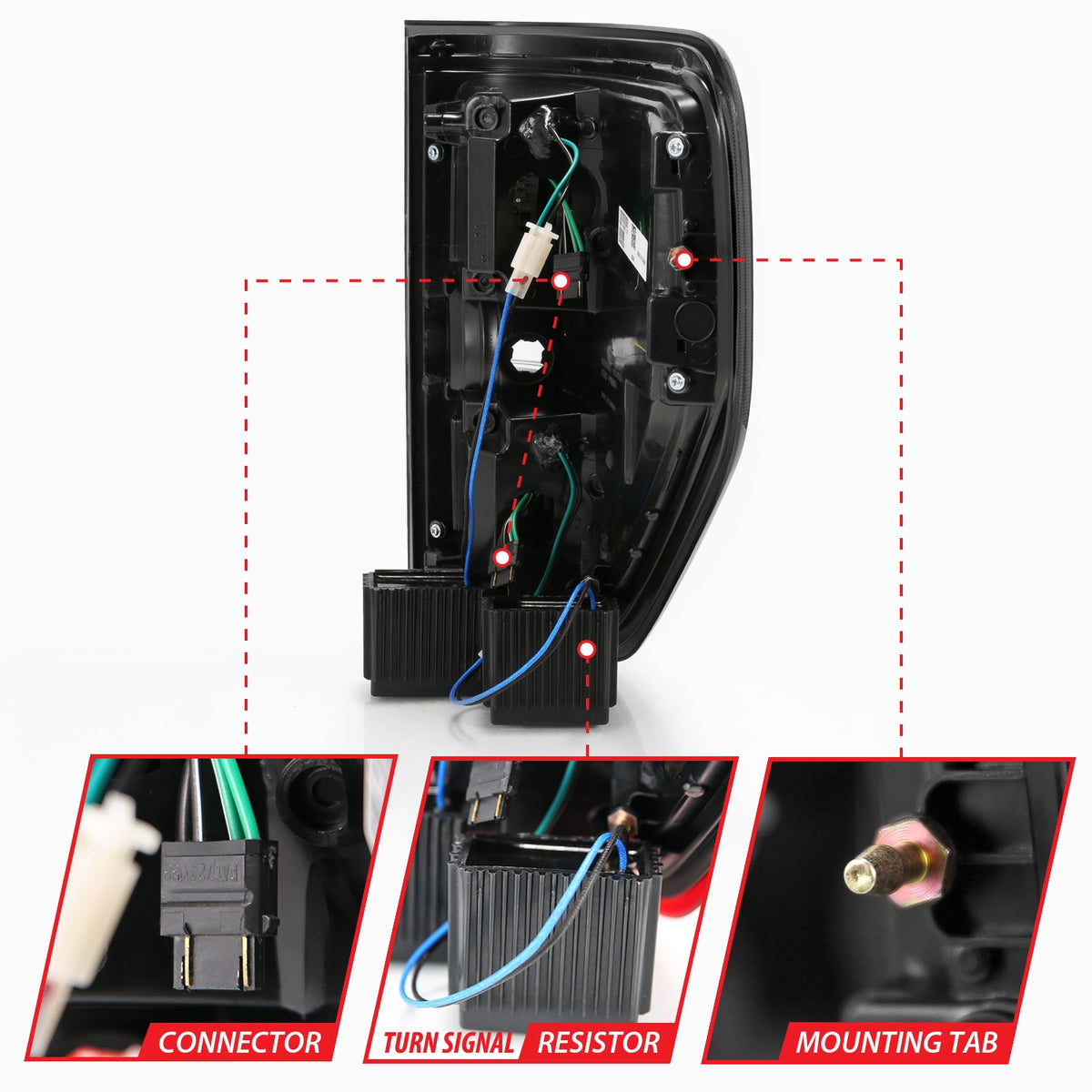 ANZO USA ZUKT_311258 Anzo ZUKT_311258 LED Tail Light Assembly LED Red/Smoke Lens Black