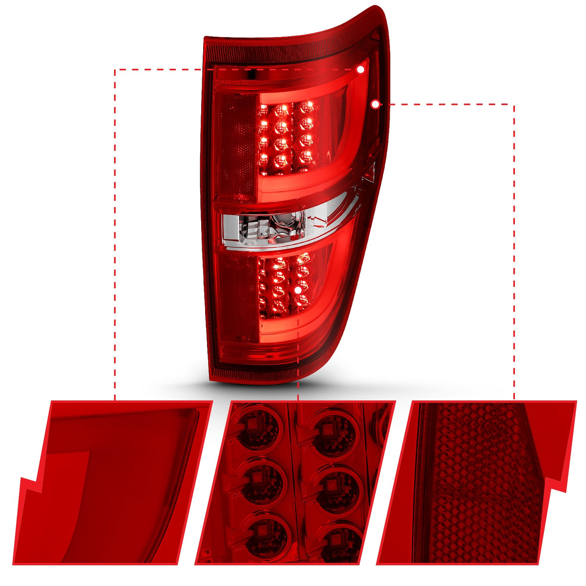 ANZO USA ZUKT_311260 Anzo ZUKT_311260 LED Tail Light Assembly LED Red/Clear Lens