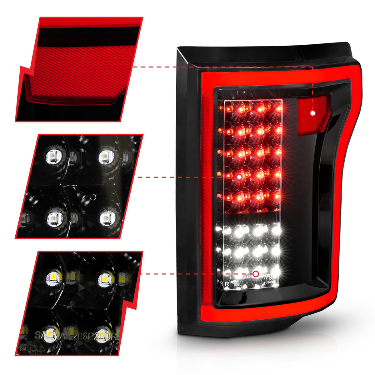 ANZO USA ZUKT_311261 Anzo ZUKT_311261 LED Tail Light Assembly LED Clear Lens Black
