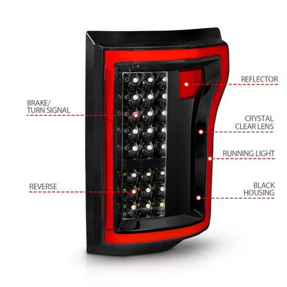 ANZO USA ZUKT_311261 Anzo ZUKT_311261 LED Tail Light Assembly LED Clear Lens Black