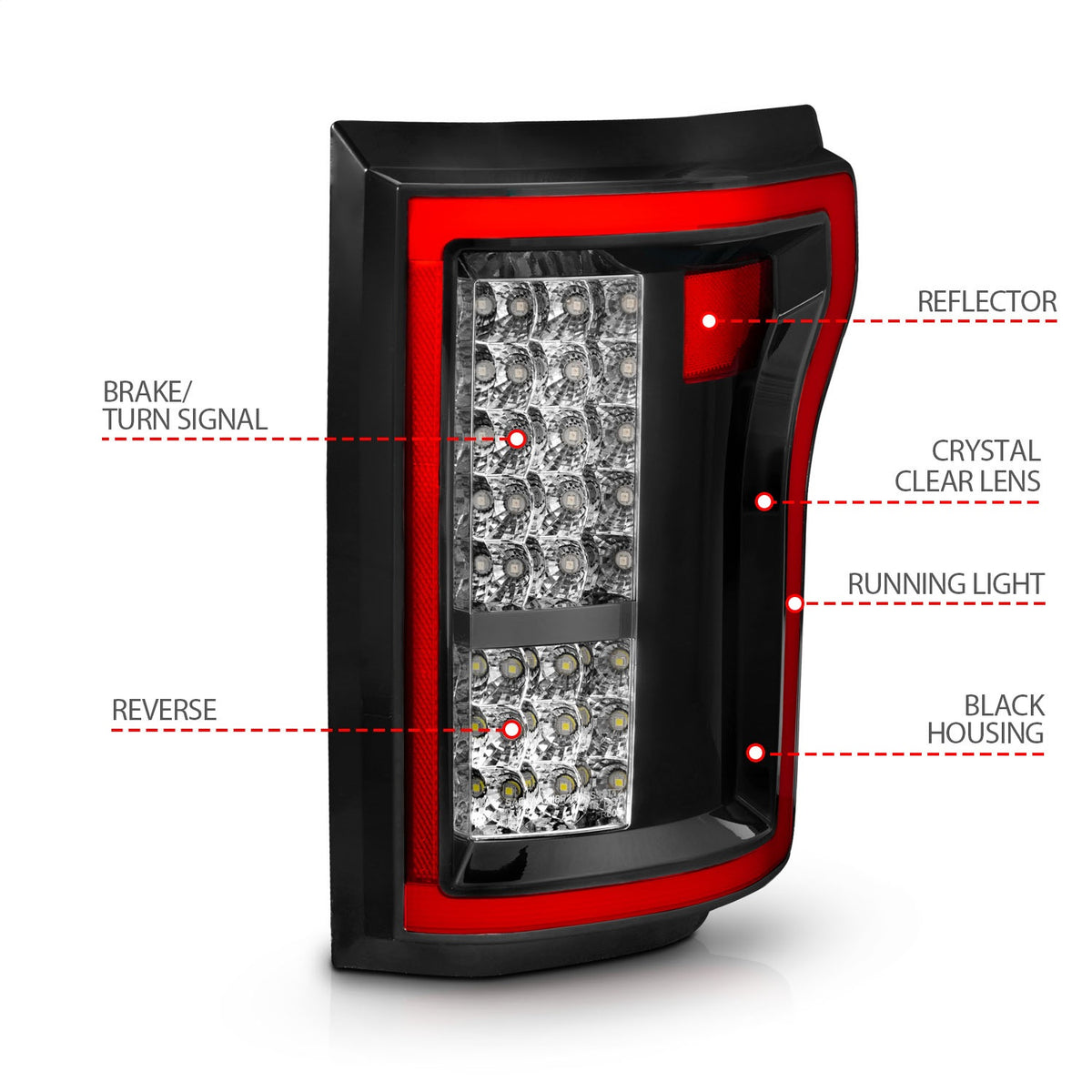 ANZO USA ZUKT_311262 Anzo ZUKT_311262 LED Tail Light Assembly LED Red/Clear Lens Pair