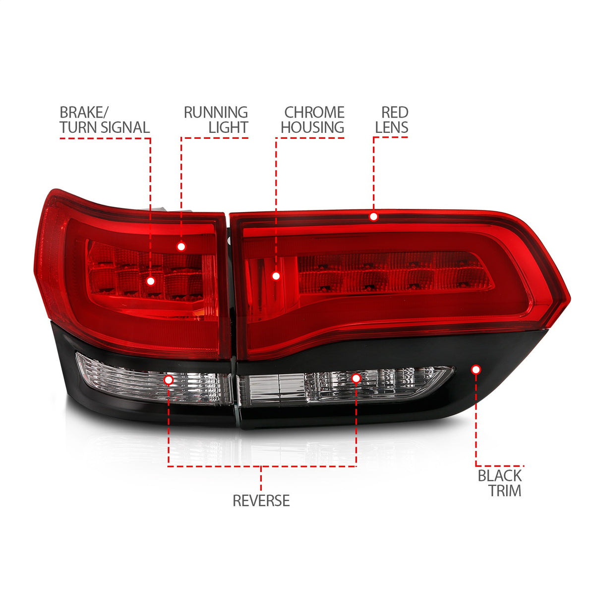 ANZO USA ZUKT_311268 Anzo ZUKT_311268 LED Tail Light Assembly LED Red/Clear Lens