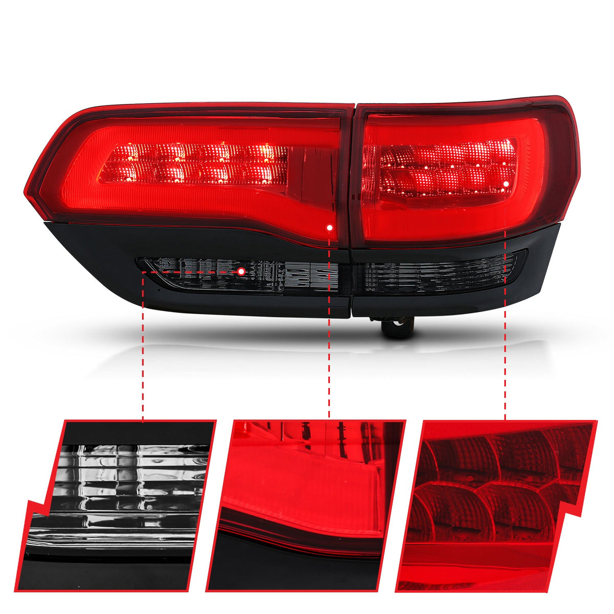 ANZO USA ZUKT_311269 Anzo ZUKT_311269 LED Tail Light Assembly LED Red/Smoke Lens