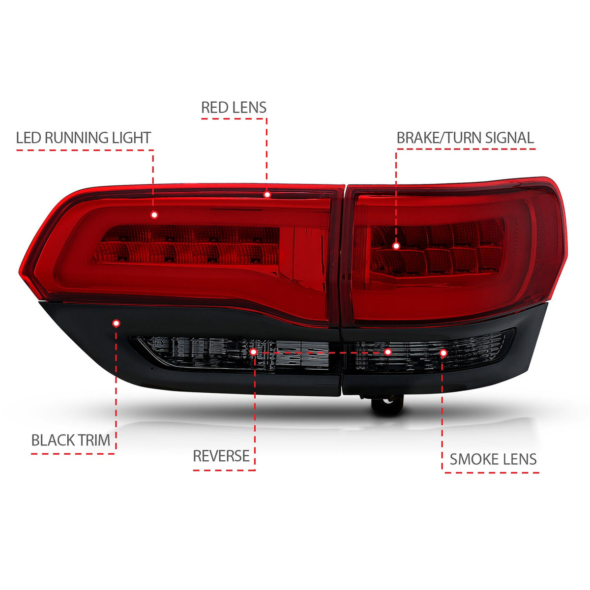 ANZO USA ZUKT_311269 Anzo ZUKT_311269 LED Tail Light Assembly LED Red/Smoke Lens