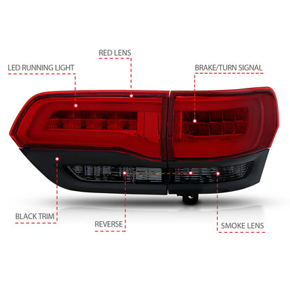 ANZO USA ZUKT_311269 Anzo ZUKT_311269 LED Tail Light Assembly LED Red/Smoke Lens