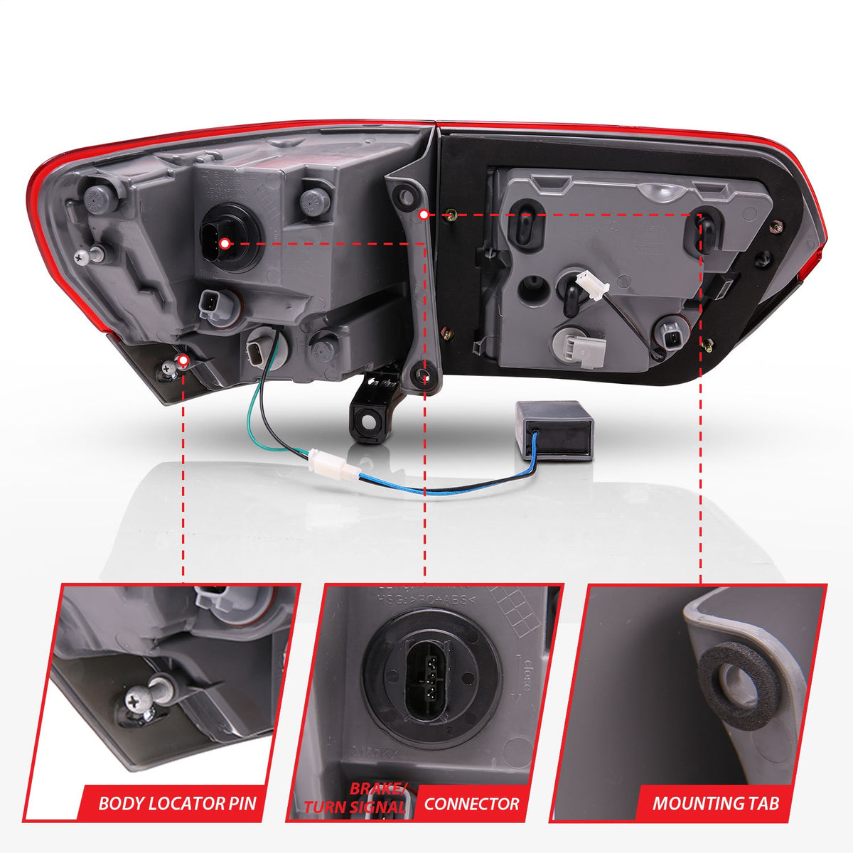 ANZO USA ZUKT_311269 Anzo ZUKT_311269 LED Tail Light Assembly LED Red/Smoke Lens