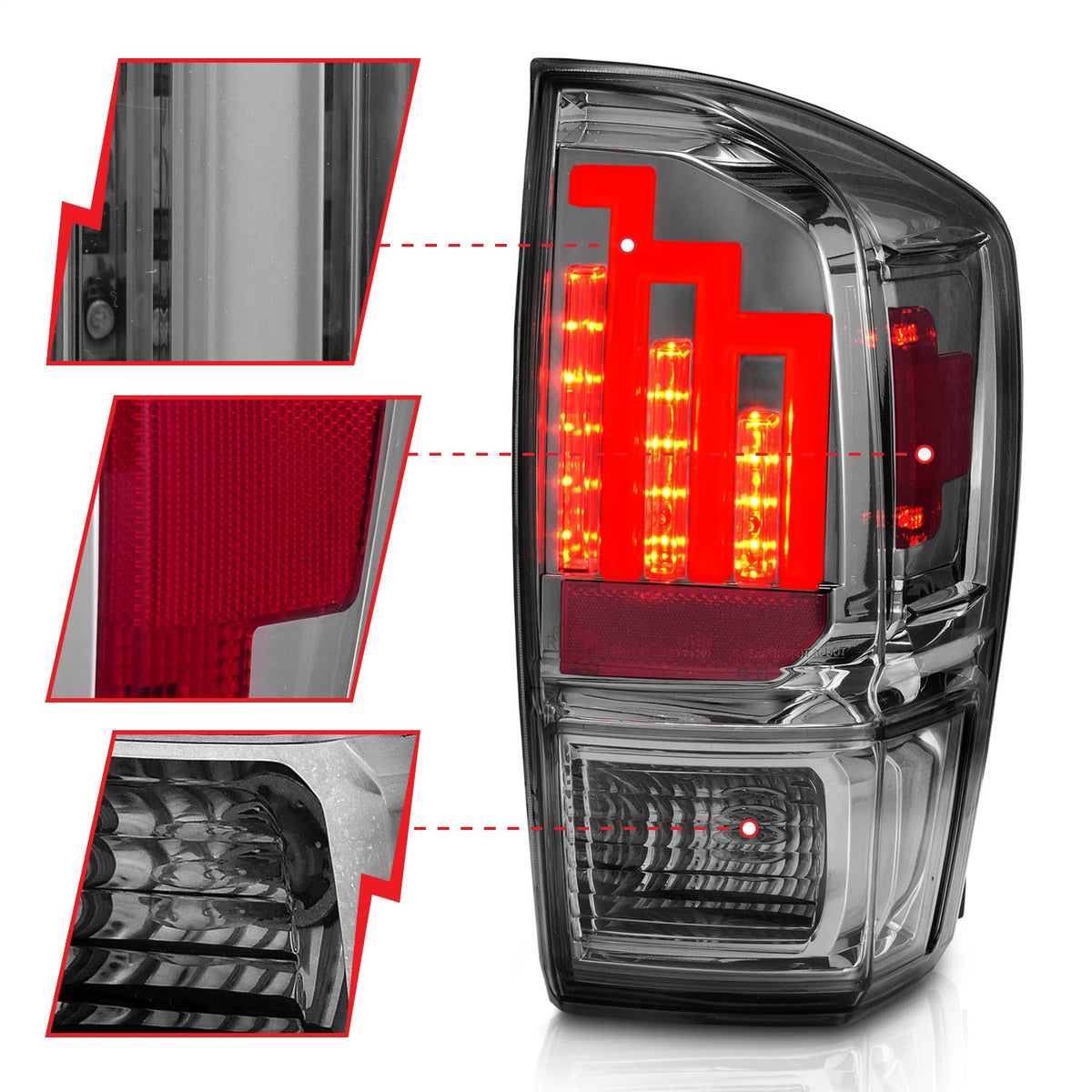 ANZO USA ZUKT_311282 Anzo ZUKT_311282 LED Tail Light Assembly Smoke Lens Black Housing