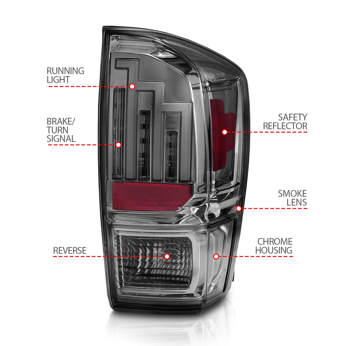 ANZO USA ZUKT_311282 Anzo ZUKT_311282 LED Tail Light Assembly Smoke Lens Black Housing