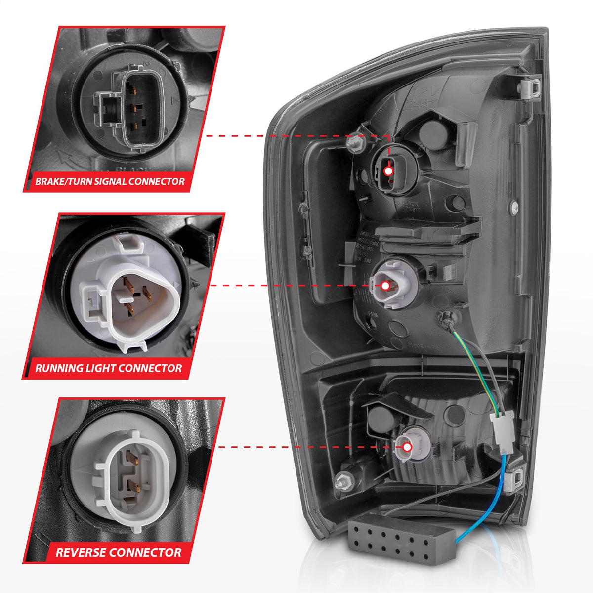 ANZO USA ZUKT_311282 Anzo ZUKT_311282 LED Tail Light Assembly Smoke Lens Black Housing