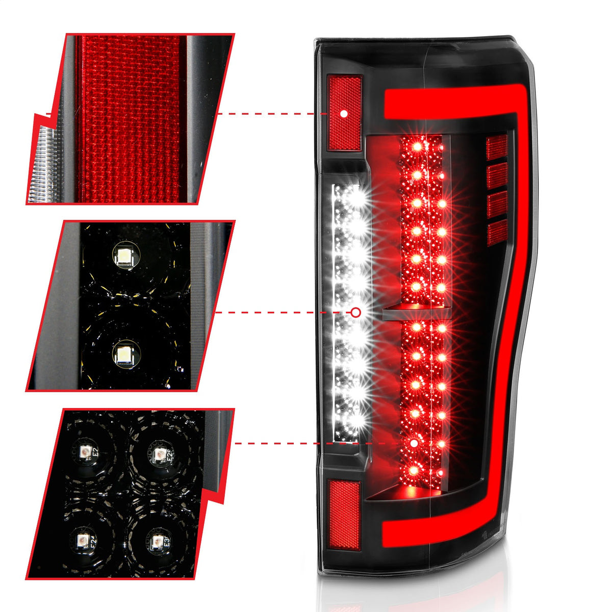 ANZO USA ZUKT_311287 Anzo ZUKT_311287 LED Tail Light Assembly LED Red/Clear Lens Pair