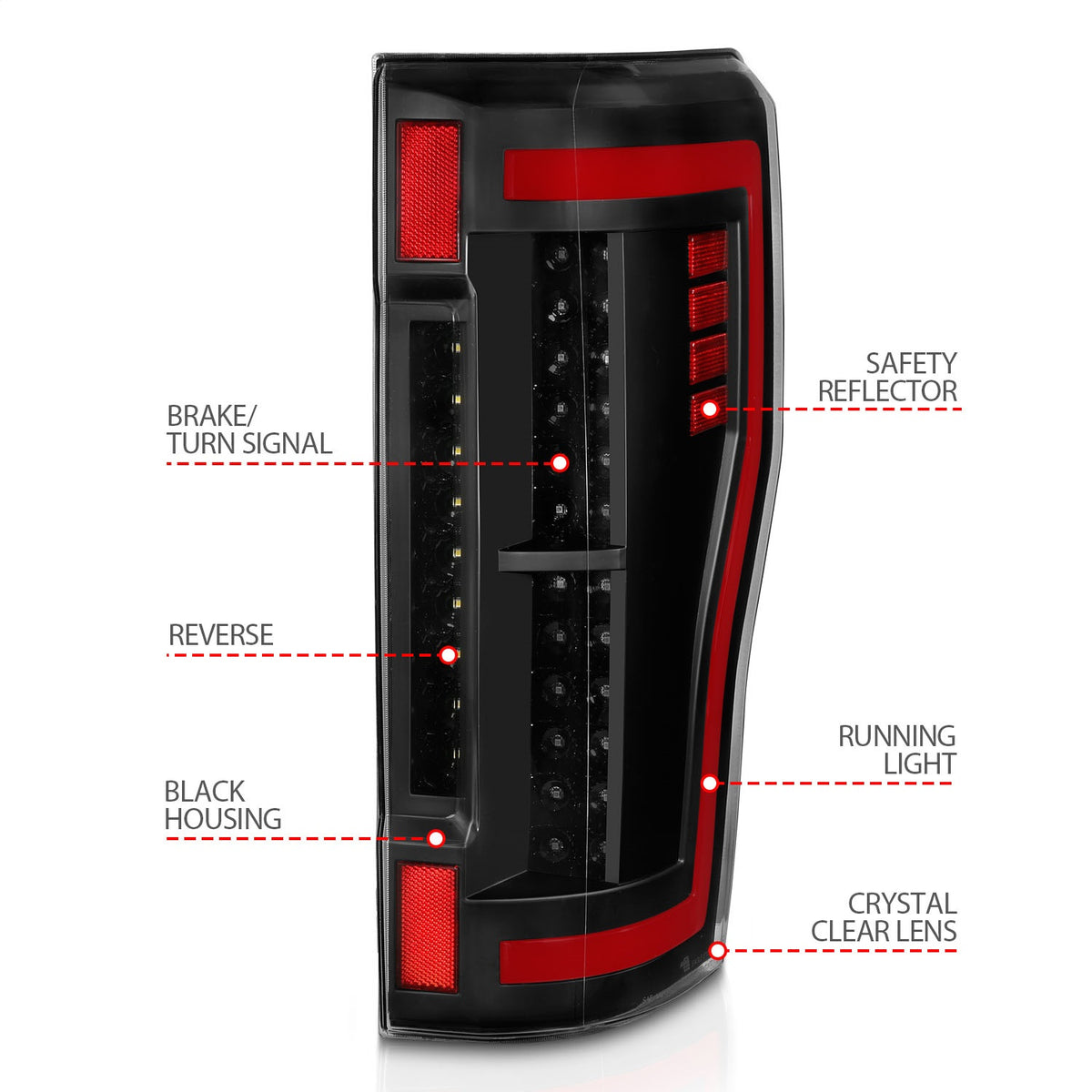ANZO USA ZUKT_311287 Anzo ZUKT_311287 LED Tail Light Assembly LED Red/Clear Lens Pair