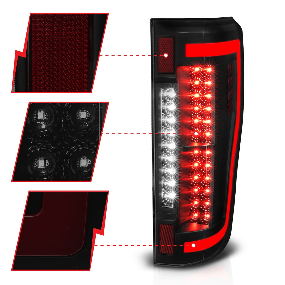 ANZO USA ZUKT_311288 Anzo ZUKT_311288 LED Tail Light Assembly LED Smoke Lens Pair