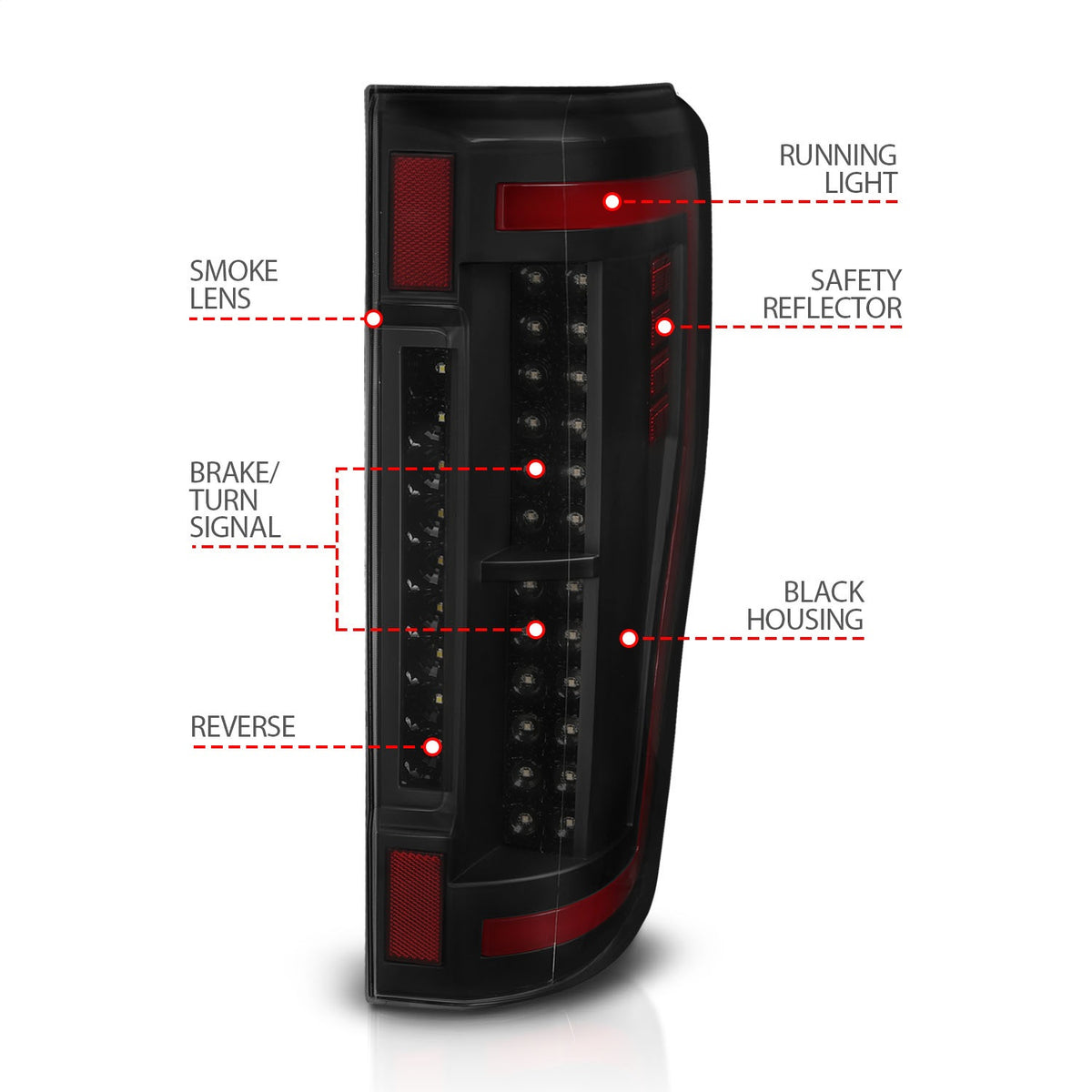 ANZO USA ZUKT_311288 Anzo ZUKT_311288 LED Tail Light Assembly LED Smoke Lens Pair