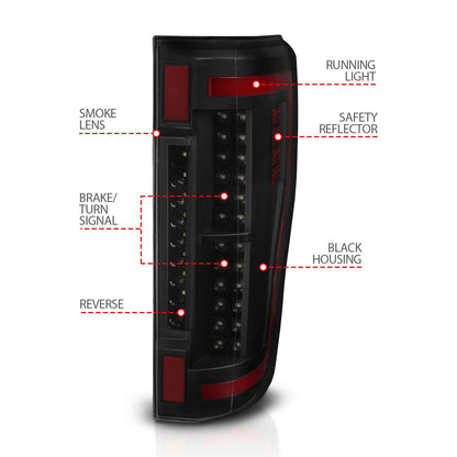 ANZO USA ZUKT_311288 Anzo ZUKT_311288 LED Tail Light Assembly LED Smoke Lens Pair