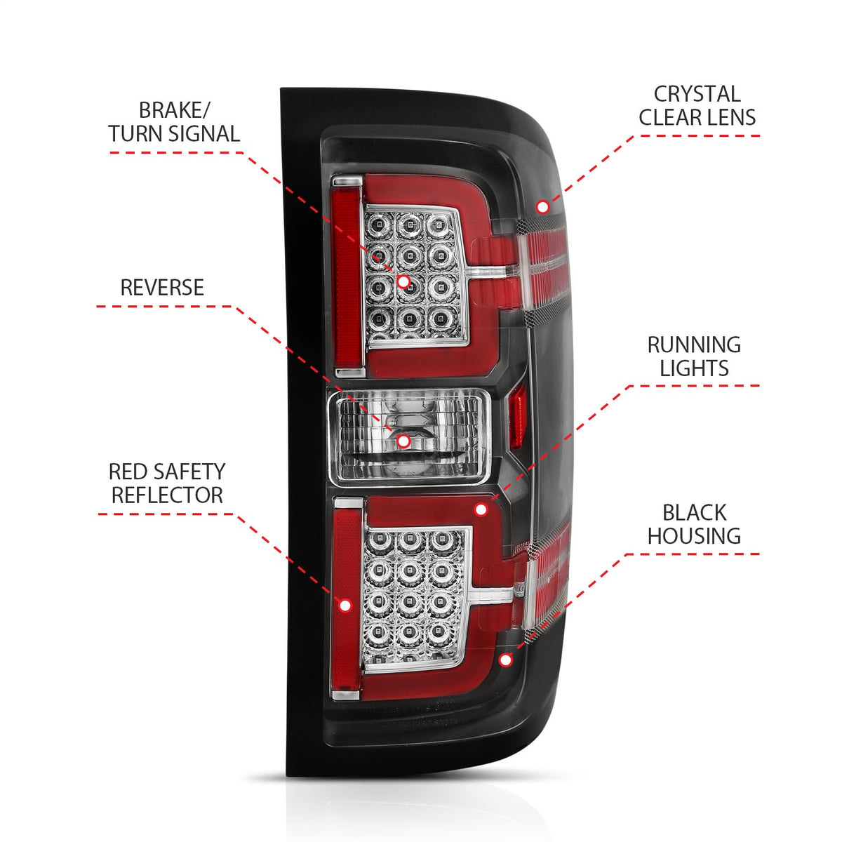 ANZO USA ZUKT_311289 Anzo ZUKT_311289 LED Tail Light Assembly LED Black Lens Pair