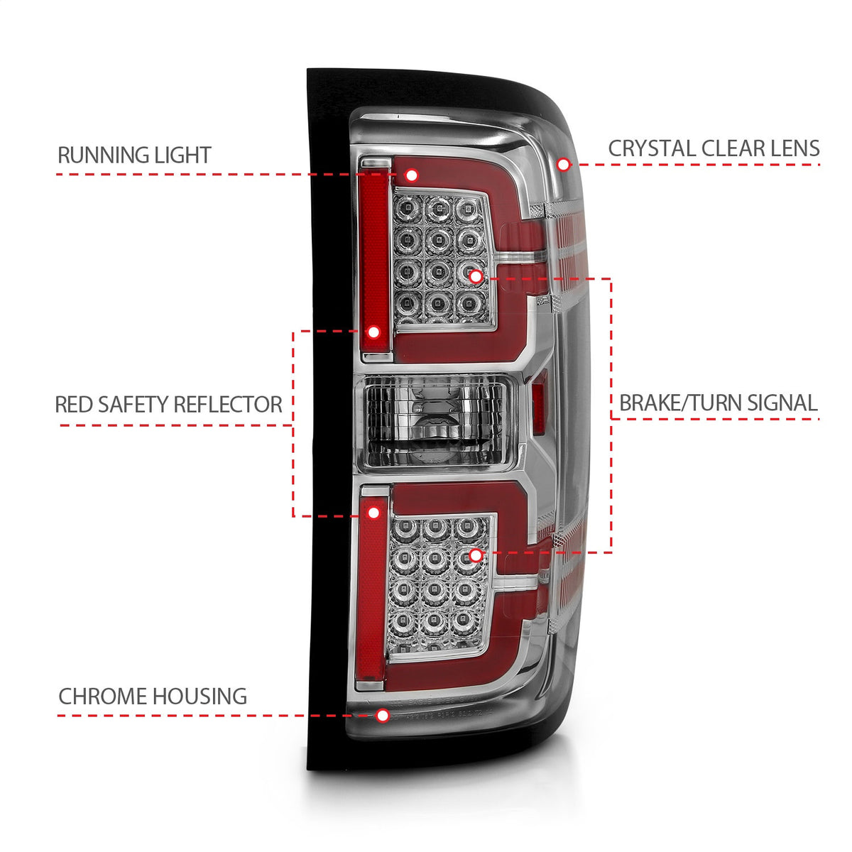 ANZO USA ZUKT_311291 Anzo ZUKT_311291 LED Tail Light Assembly LED Chrome Lens Pair