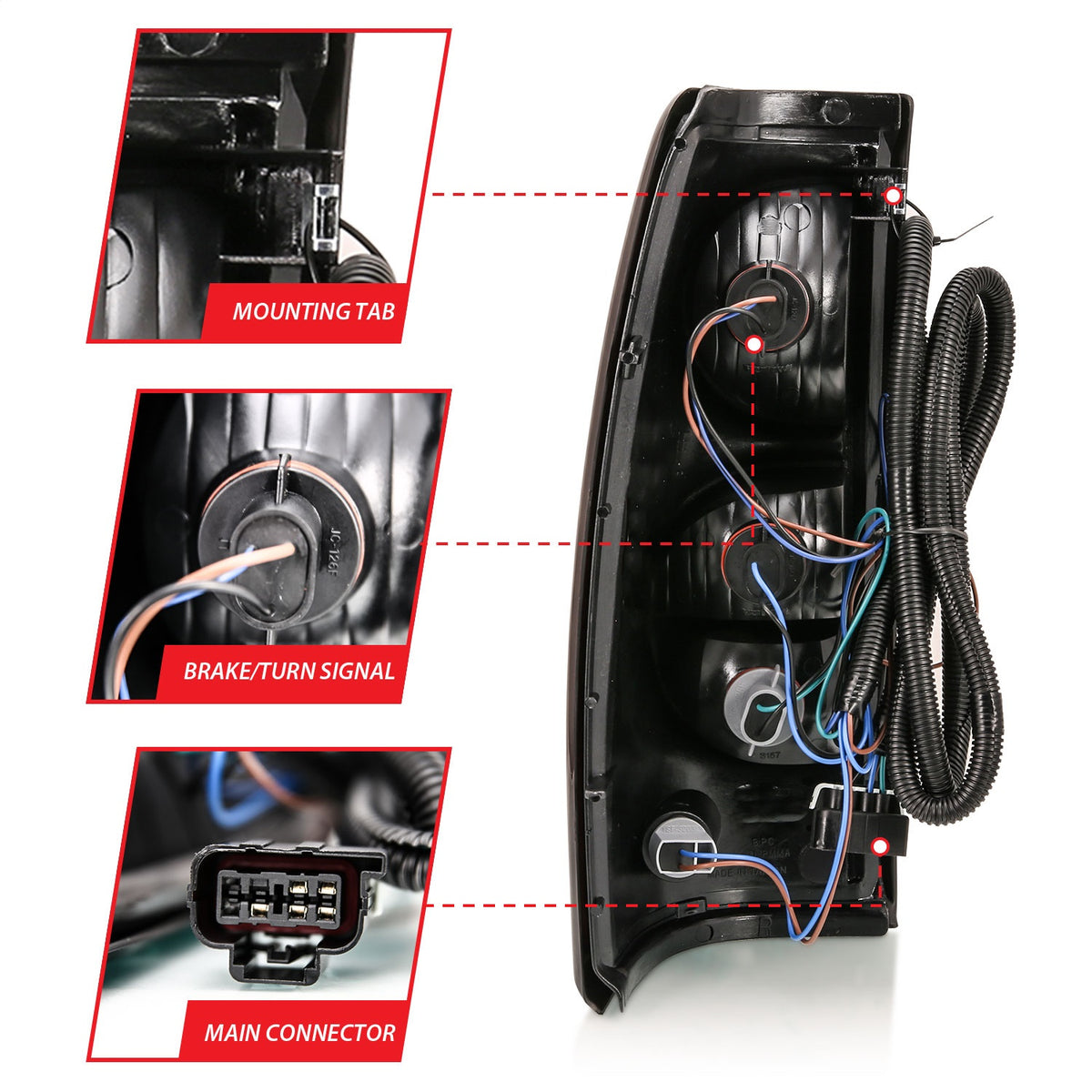 ANZO USA ZUKT_311302 Anzo ZUKT_311302 Tail Light Assembly Red/Clear Lens