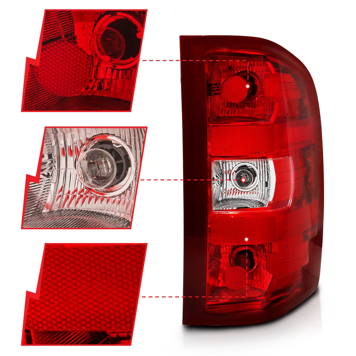 ANZO USA ZUKT_311303 Anzo ZUKT_311303 Tail Light Assembly Red/Clear Lens OE